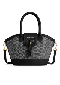 An image of the Fairfax & Favor Fairfax & Favor Mini Windsor Tote Herringbone Black Leather