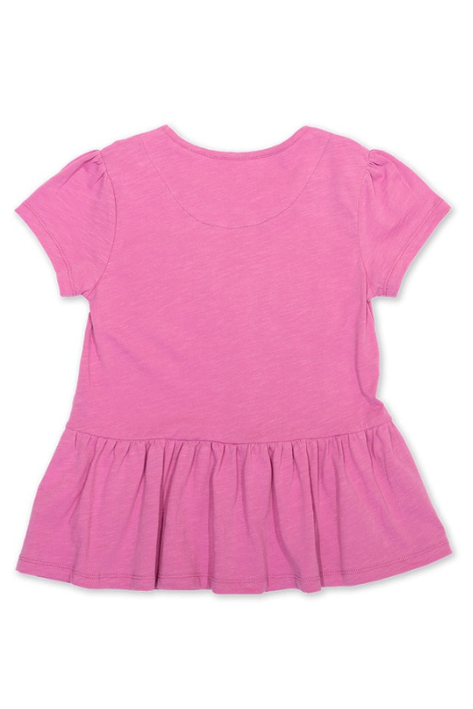 Kite Tunic. A pink short sleeve, round neck tunic with tiers.