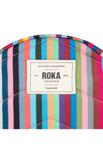 An image of the Roka London Paddington Multi Stripe Recycled Canvas Crossbody Shoulder Bag.