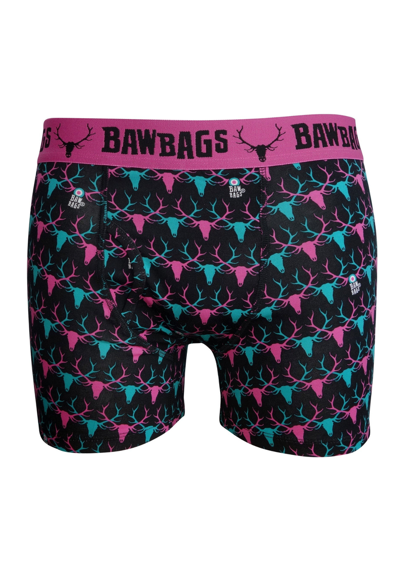 An image of the Bawbags Stag- Black Cotton Boxers