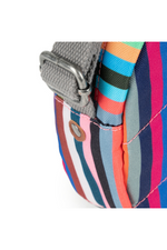 An image of the Roka London Paddington Multi Stripe Recycled Canvas Crossbody Shoulder Bag.