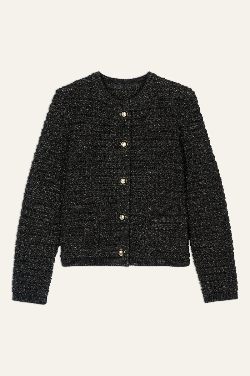 An image of the BA&SH Gaston Long-Sleeved Cardigan in the colour Grey.