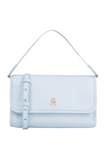 An image of the Tommy Hilfiger Monotype Flap Small Shoulder Bag in the colour Breezy Blue.