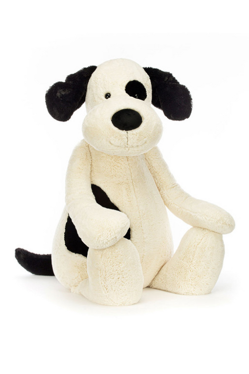 An image of the Jellycat Jellycat Bashful Black & Cream Puppy Giant
