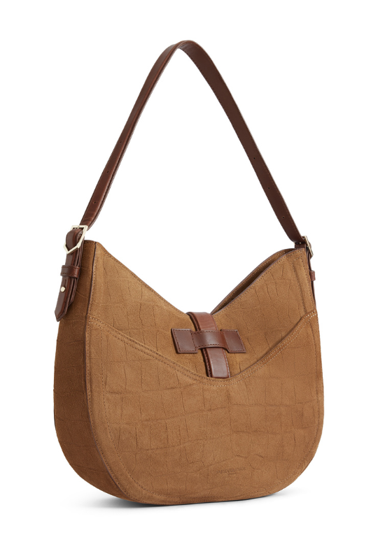 An image of the Fairfax & Favor Langham Hobo Bag in the colour Tan Croc.