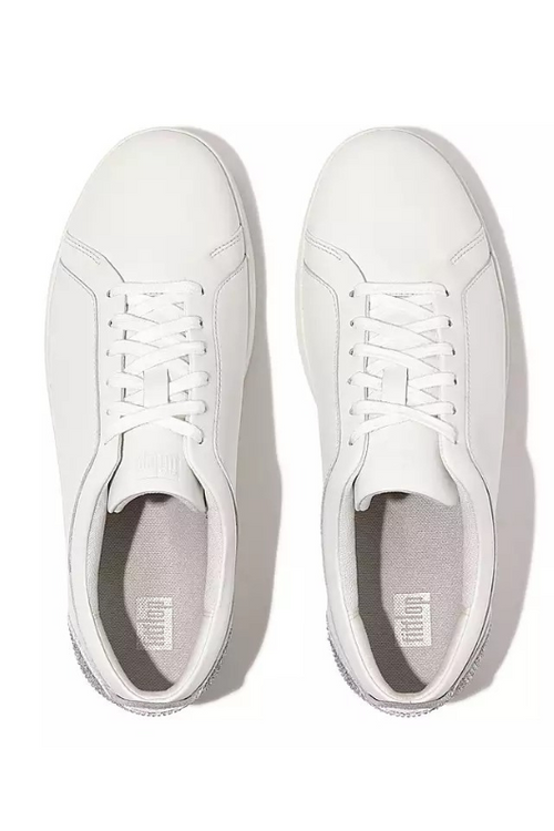 An image of the Fitflop Rally Crystal-Backtab Leather Trainers