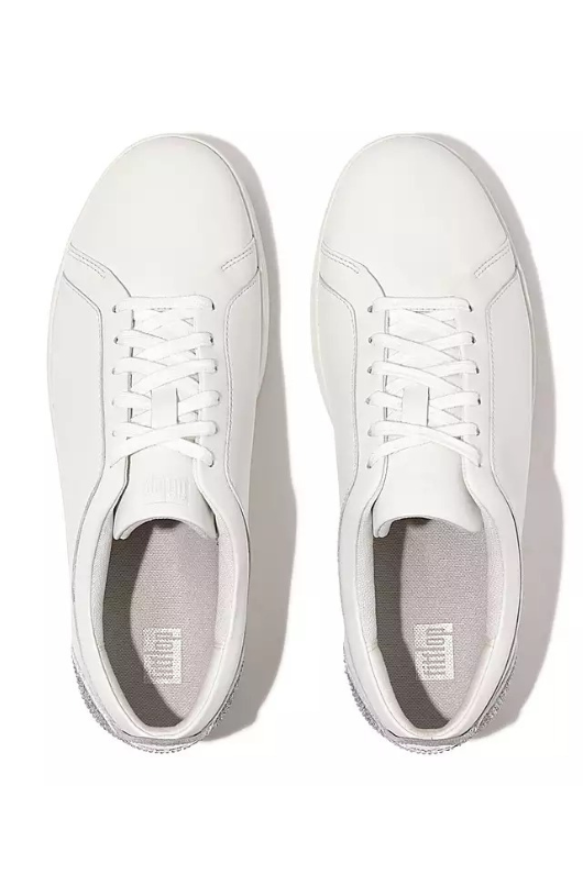 An image of the Fitflop Rally Crystal-Backtab Leather Trainers