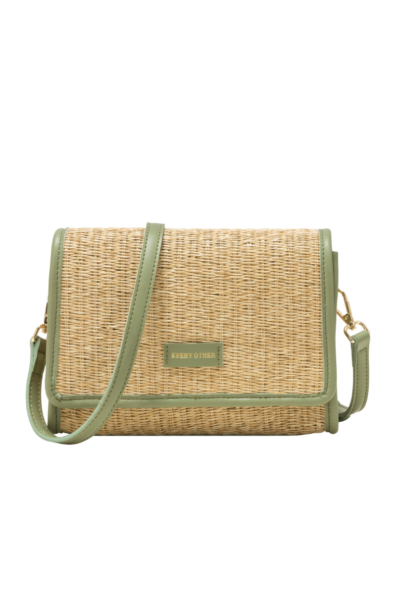 An image of the Every Other Straw Flap Over Cross Body Bag