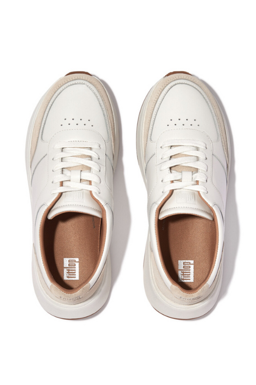 An image of the Fitflop F-Mode Leather/Suede Flatform Sneakers