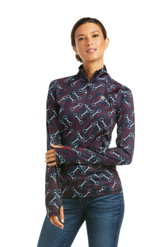 An image of the Ariat Lowell 2.0 1/4 Baselayer in the colour Team Print.