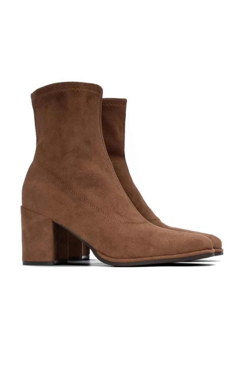 Suede High Heeled Ankle Boot