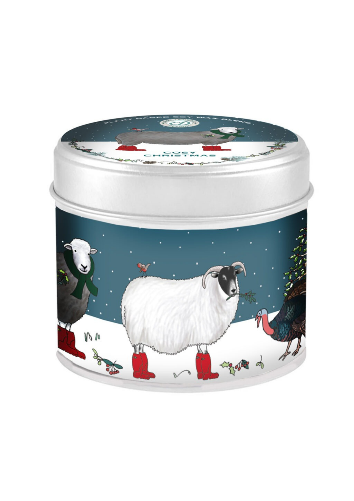 An image of the The Country Candle Company Emma Lawrence Festive Designs Tin Candle