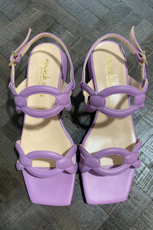 An image of the Evaluna Adel Flat Strappy Sandal in the colour Purple.