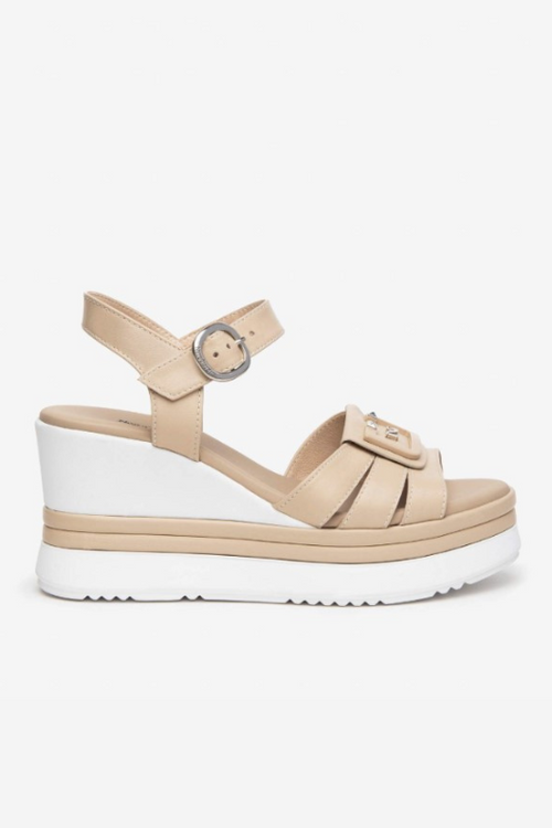 An image of the Nero Giardini Leather Wedged Sandals
