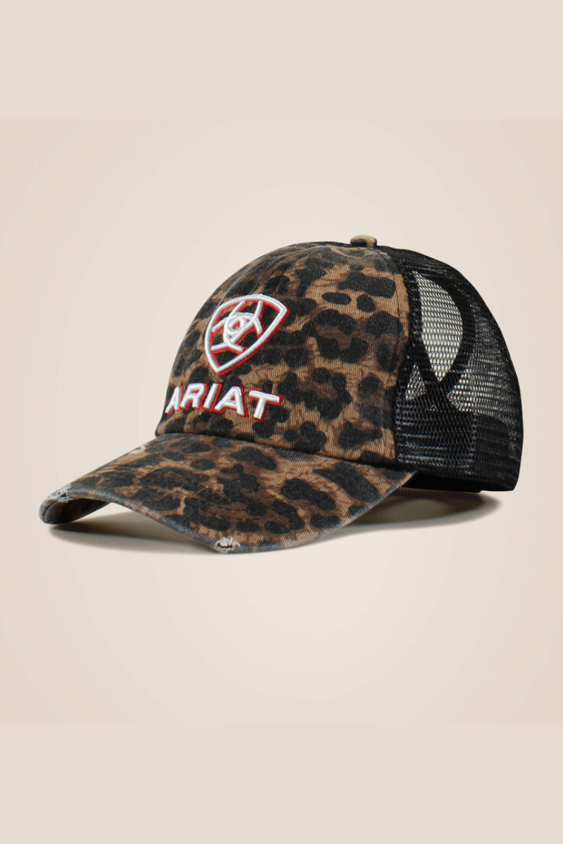 Embossed Logo Cheetah Print Cap