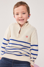 An image of the Crew Clothing Stripe 1/2 Zip Knit Jumper
