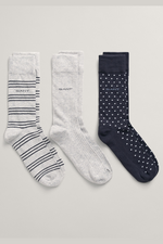 Stripe Dot Rib Socks 3 Pack