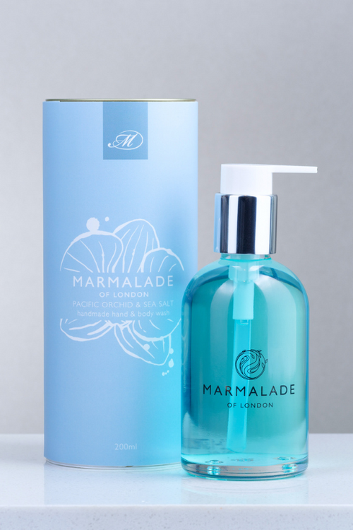 Marmalade of London Hand & Body Wash Refill 200ml - Pacific Orchid & Sea Salt scent in light blue packaging