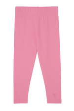 Lighthouse Mollie Leggings. Kids leggings in a cotton stretch fabric with a pink finish and subtle Lighthouse logo on the ankle.