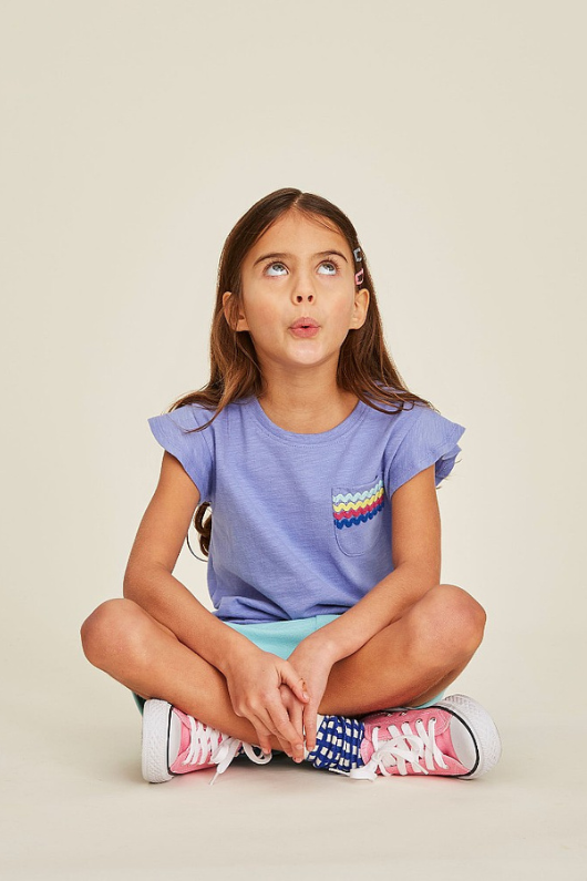 An image of a girl model wearing the Crew Clothing 2 Pack T-Shirts in the colour Purple.