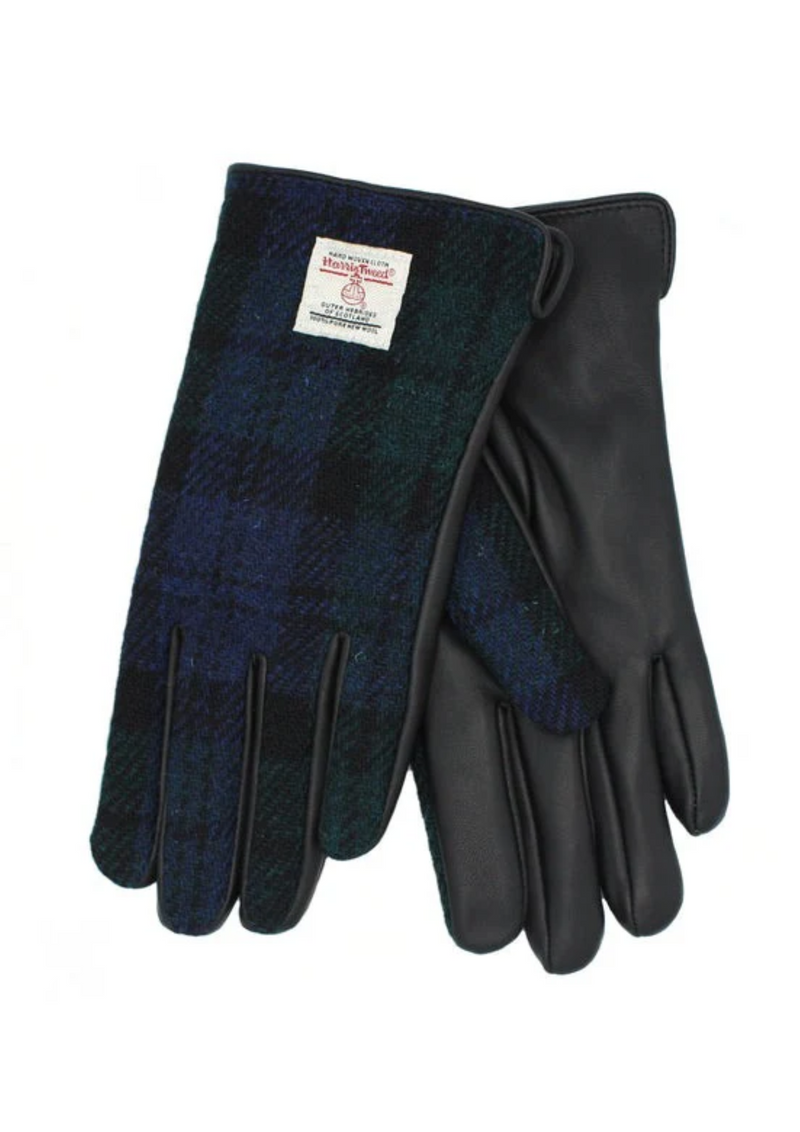 An image of the Heather Accessories Skye Harris Tweed And Leather Women's Gloves