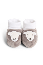 The Herdy Company Baby Booties in grey with a cute sheep head design.