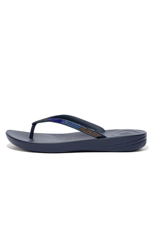 An image of the Fitflop Iqushion Ombre Sparkle Flip-Flops in the colour Midnight Navy.