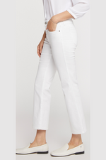 N.Y.D.J Marilyn Straight Ankle Jean. Women's cropped jeans with button & zip fastening, pockets, and a crisp white finish.