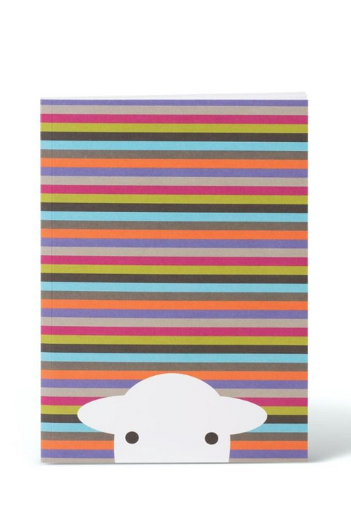 An image of the Herdy Company A5 notebook with multi-colour stripe design.