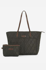 An image of the Barbour Quilted Tote Bag in the colour Olive.