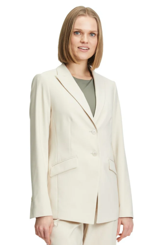 An image of the Betty Barclay Blazer Jacket in the colour Pastel Sand.