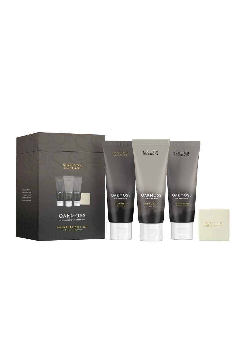 An image of the Scottish Fine Soaps Signature Gift Set (3x75ml Tubes, 1x40g Soap, Drum)