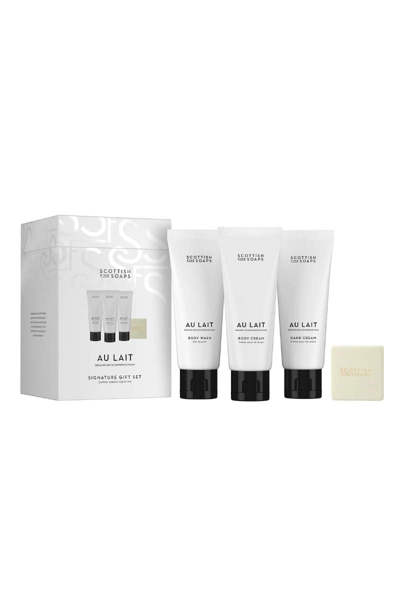 An image of the Scottish Fine Soaps Signature Gift Set (3x75ml Tubes, 1x40g Soap, Drum)