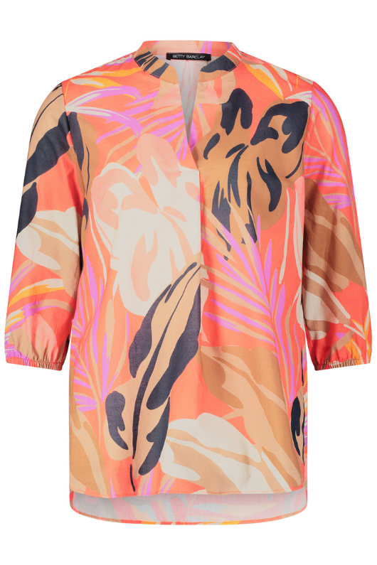 An image of the Betty Barclay Leaf Print Tunic-Style Blouse