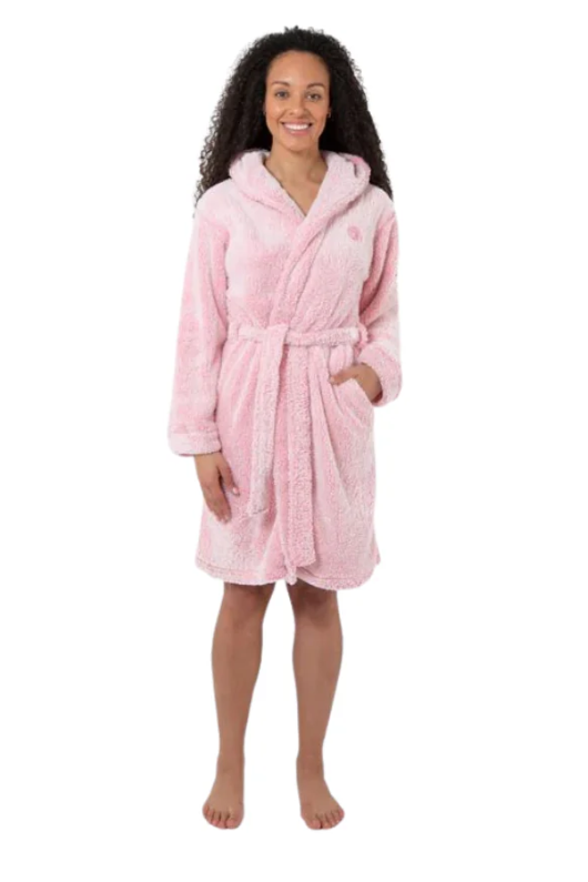 An image of the Bedroom Athletics Samantha Dressing Gown in the colour Pink.