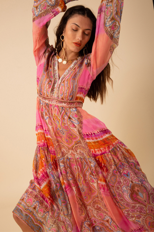 An image of the Hale Bob Allison Chiffon Maxi Dress