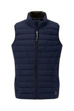 Fynch-Hatton Padded Gilet. A casual fit, men's gilet with a cosy stand-up collar, side pockets, zip fastening, and a cool dark navy design.