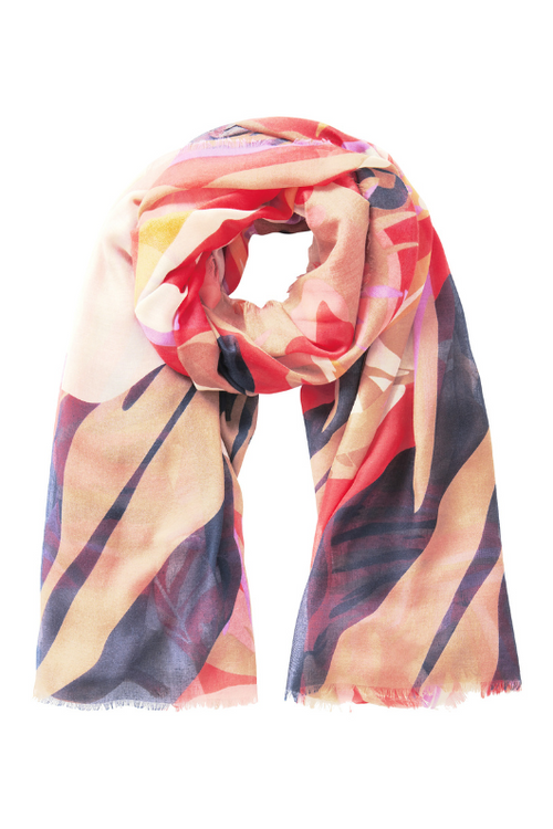 An image of the Betty Barclay Scarf in the colour Red/Beige.