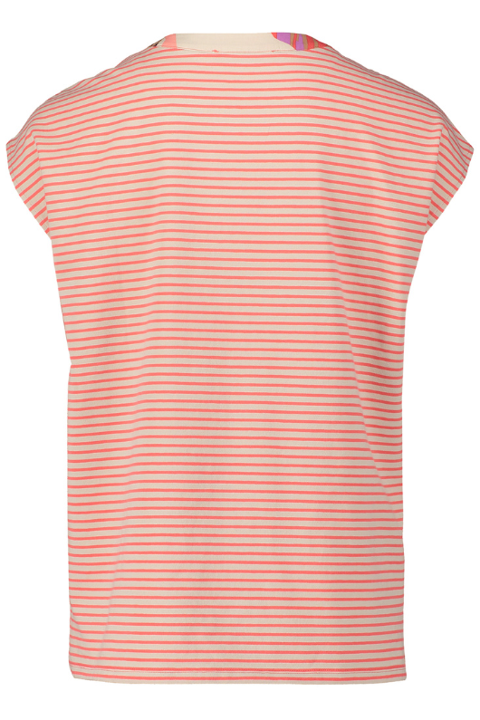 An image of the Betty Barclay Stripe Back Blouse in the colour Red/Beige.