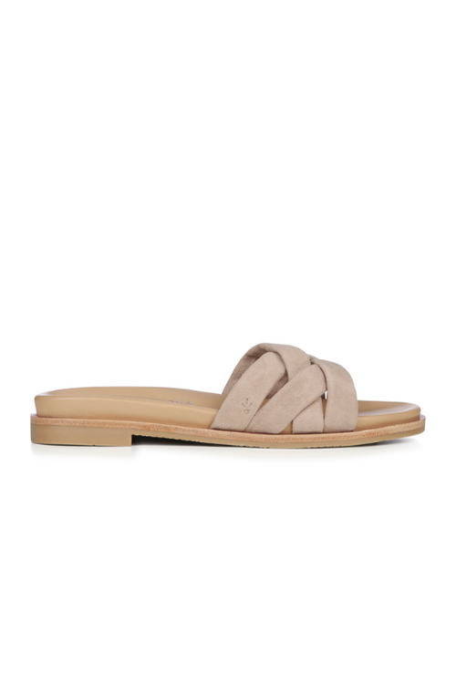 An image of the Emu Australia Ikara Suede Sliders in the colour Camel.