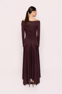 Cross-Sleeve Dress with Pointed Hem