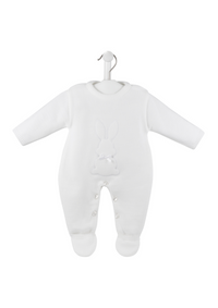 An image of the Dandelion Clothing Knitted Bunny Onesie With Satin Neck Bow