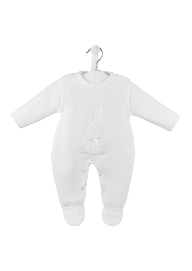 An image of the Dandelion Clothing Knitted Bunny Onesie With Satin Neck Bow