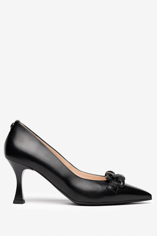 Leather Chain Detail Court Shoe
