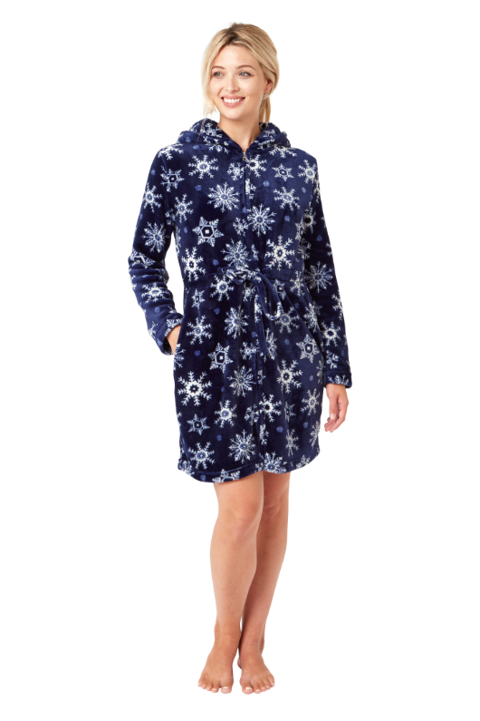 An image of the Marsylka Snowflake Fleece Hooded Robe