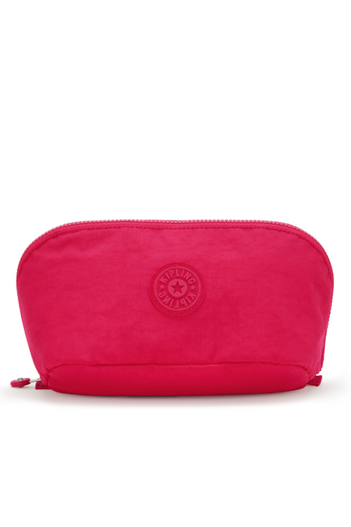 Kipling Mirko M Toiletry Bag with confetti pink design, zip closure and round Kipling logo