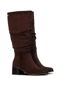 Suede Heeled Knee High Boots