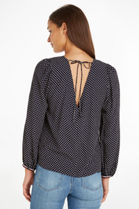An image of the Tommy Hilfiger Polka Dot V Blouse