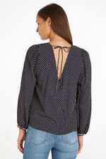 An image of the Tommy Hilfiger Polka Dot V Blouse