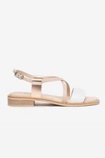 An image of the Nero Giardini Flat Leather Sandals in the colour White.